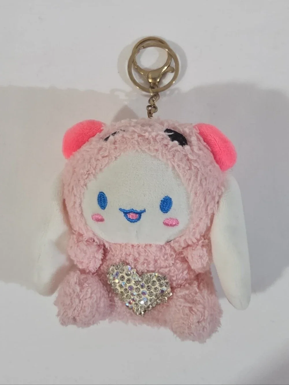 Cinnamoroll pink panda onesie plushie keychain
